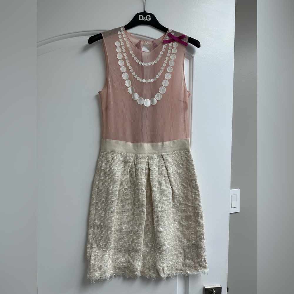 D&G Pink and Cream Fit and Flare Mini Dress